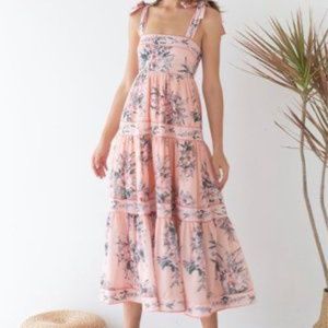 CHICWISH Blush Bouquet Printed Tie-Strap Maxi Dress